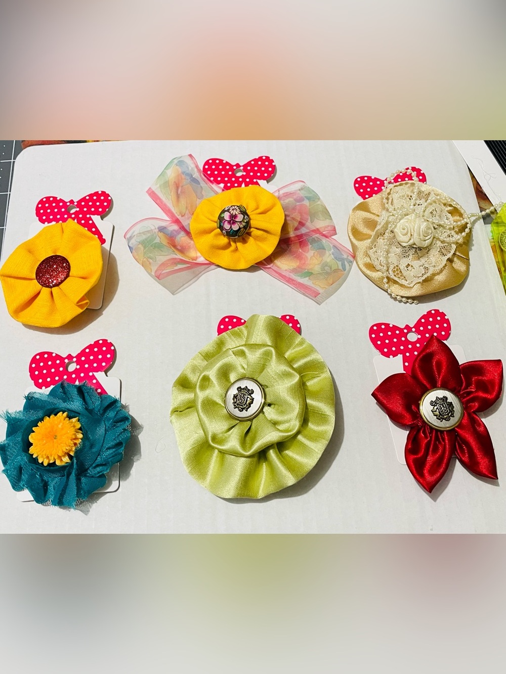 6pcs Handmade Hair Clips - Assorted Colors